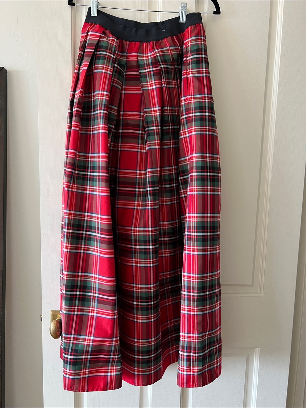 J.O.A. Red and Black Tartan Maxi Skirt